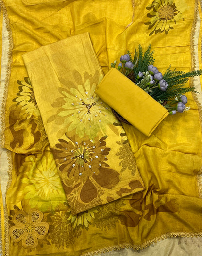 612A Cotton Yellow Suit Fabric / CKC Cotton Bazaar