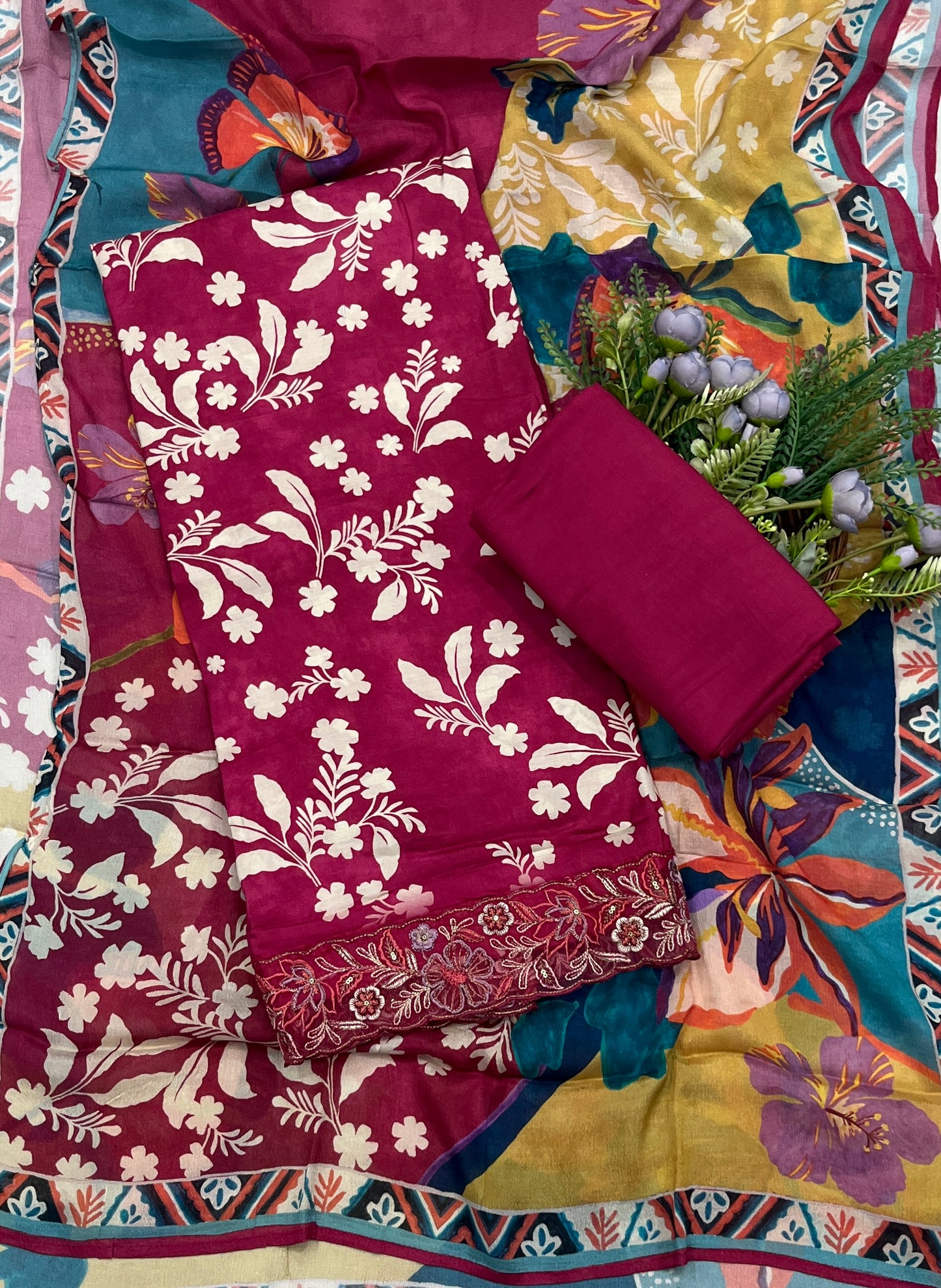 मलमल लिनन बकाइन सूट कपड़ा /