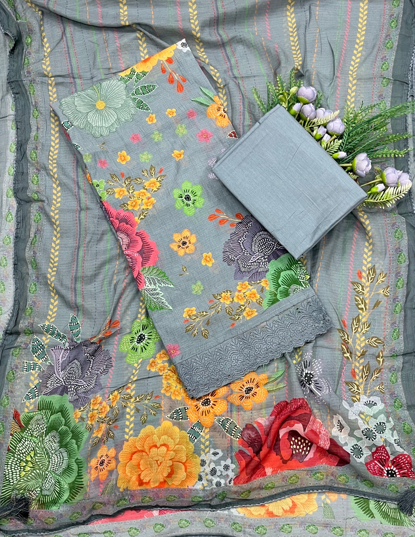 608A Cotton Grey Suit Fabric / CKC Cotton Bazaar