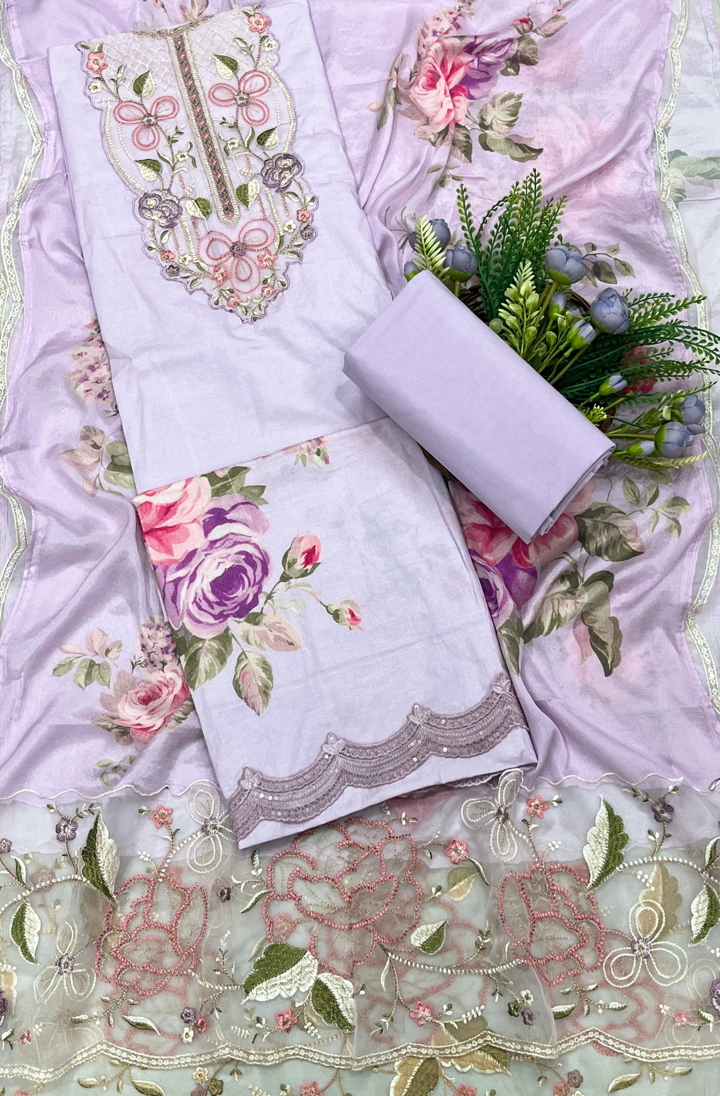 694A Cotton Light Lilac Suit Fabric / CKC Cotton Bazaar