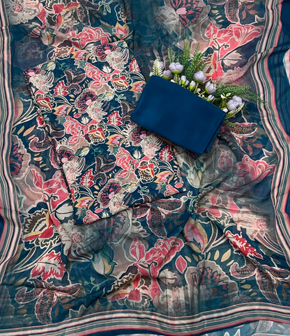 698A Georgette Teal Blue Suit Fabric / CKC Georgette Suits
