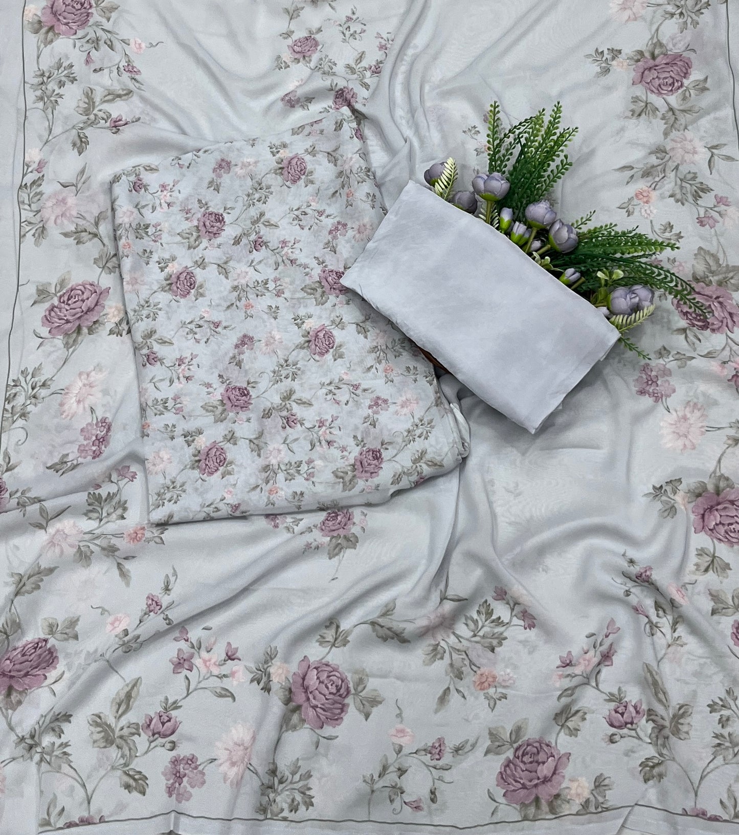 695A Georgette Light Grey Suit Fabric / CKC Georgette Suits