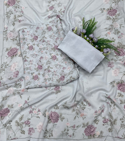 695A Georgette Light Grey Suit Fabric / CKC Georgette Suits
