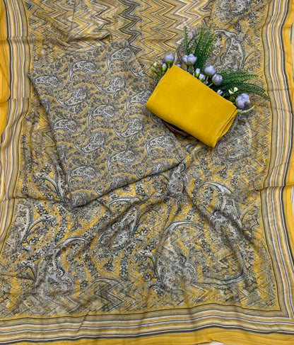 696A Georgette Yellow Suit Fabric / CKC Georgette Suits
