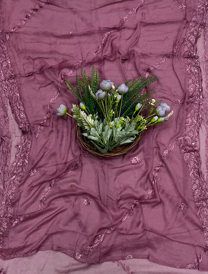 656A Lakhnavi Organza Duty Wine Suit Fabric / CKC Lakhnavi Suits