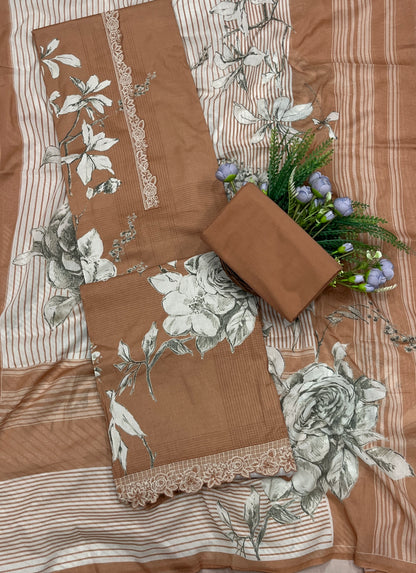 683A Cotton Rust Brown Suit Fabric / CKC Cotton Bazaar