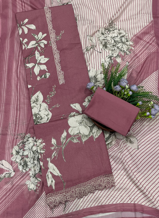 685A Cotton Dusty Wine Suit Fabric / CKC Cotton Bazaar