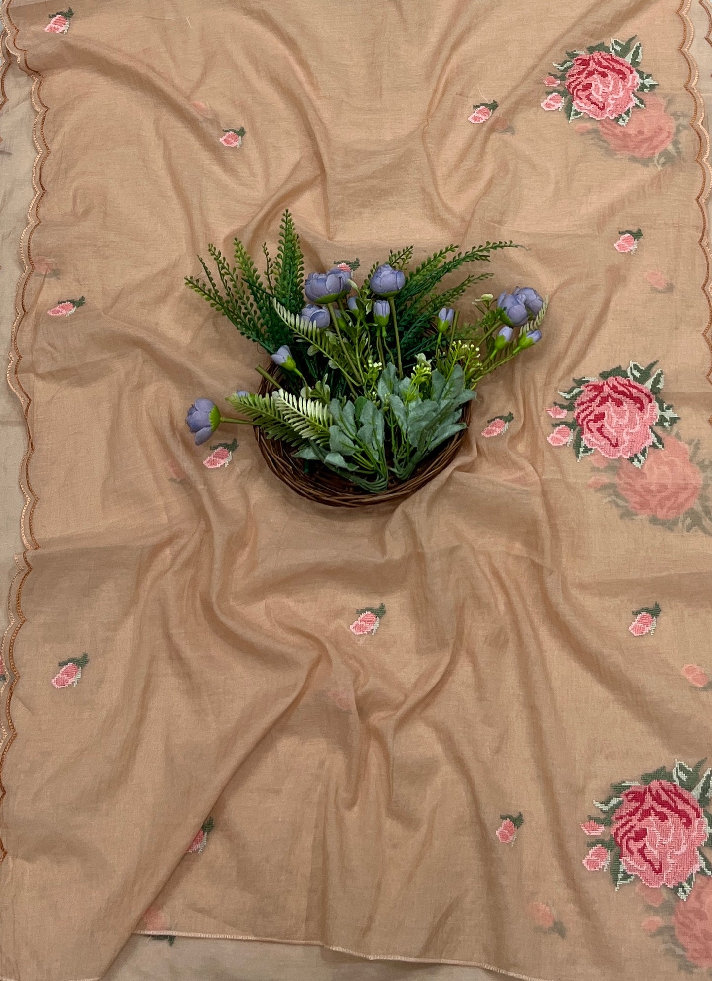714A Mul Cotton Dusty Peach Suit Fabric/ CKC Mul Cotton