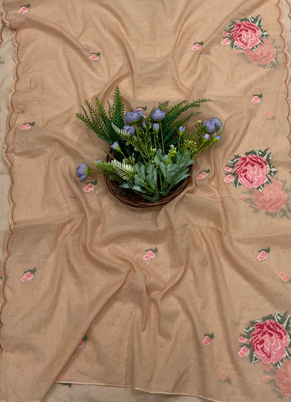 714A Mul Cotton Dusty Peach Suit Fabric/ CKC Mul Cotton