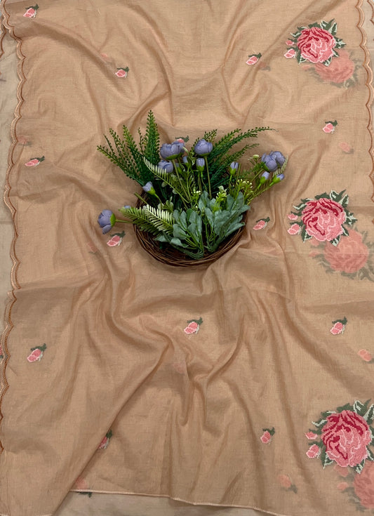 714A Mul Cotton Dusty Peach Suit Fabric/ CKC Mul Cotton