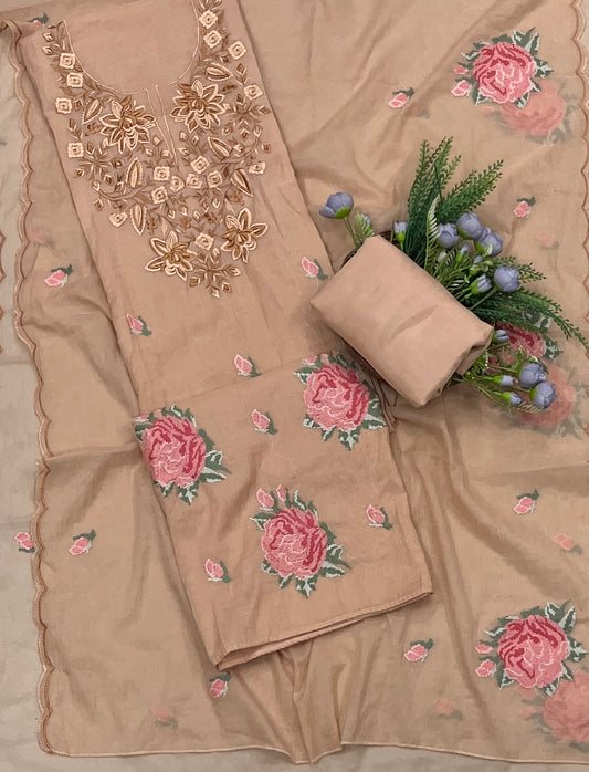 714A Mul Cotton Dusty Peach Suit Fabric/ CKC Mul Cotton