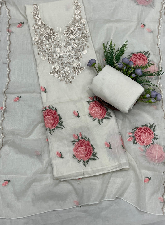 713A Mul Cotton Cream Suit Fabric/ CKC Mul Cotton