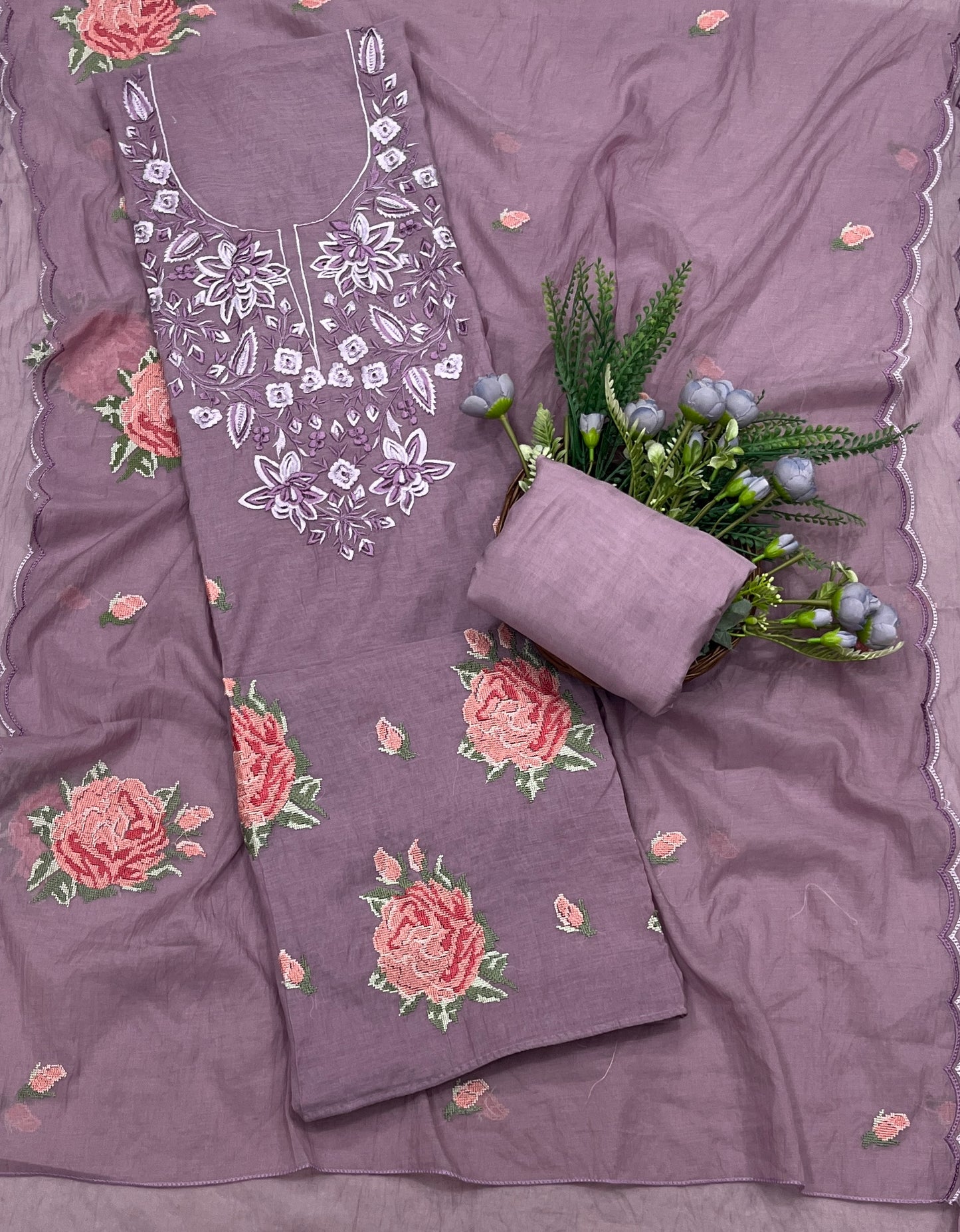 712A Mul Cotton Dusty Lilac Suit Fabric/ CKC Mul Cotton