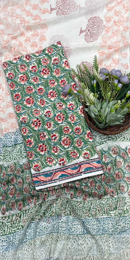 709A Cotton Green Suit Fabric / CKC Cotton Bazaar