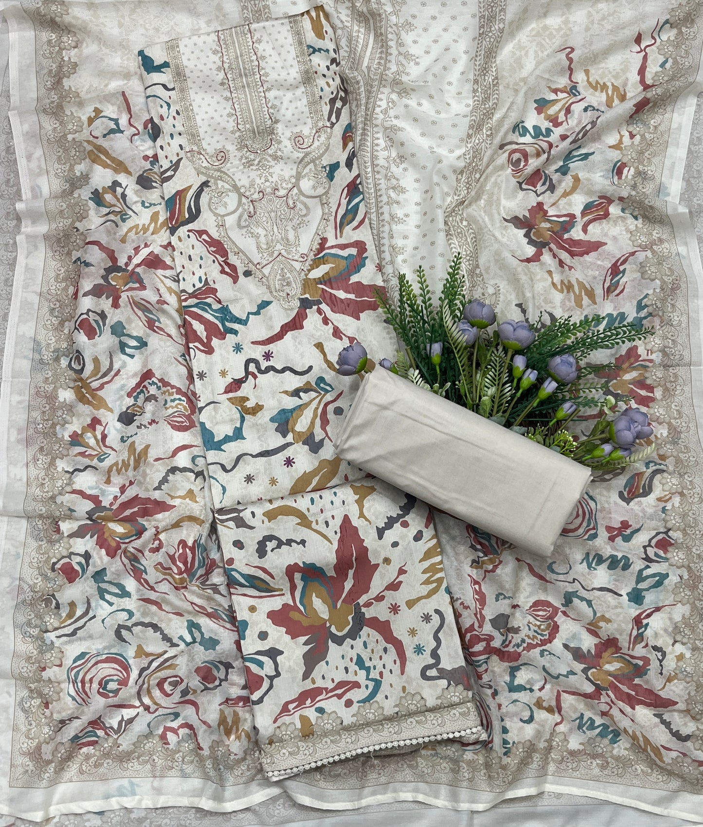 724A Cotton Beige Suit Fabric / CKC Cotton Bazaar