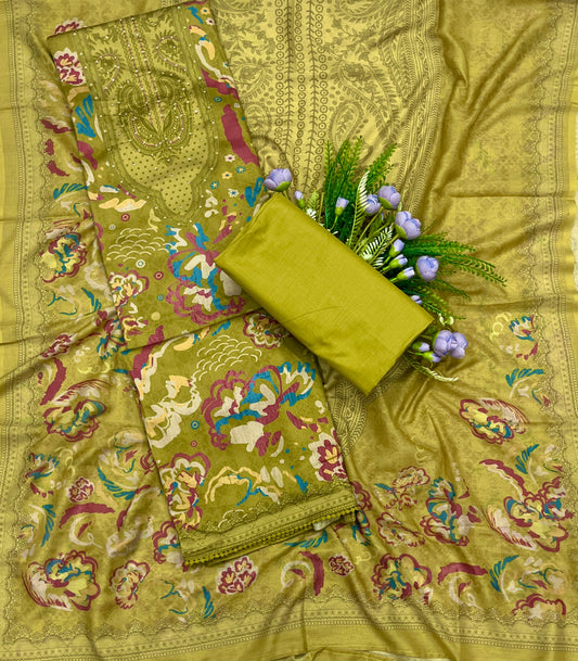 725A Cotton Mehndi Green Suit Fabric / CKC Cotton Bazaar