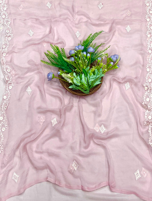 731A Lakhnavi Georgette Pink Suit Fabric / CKC Lakhnavi Suits