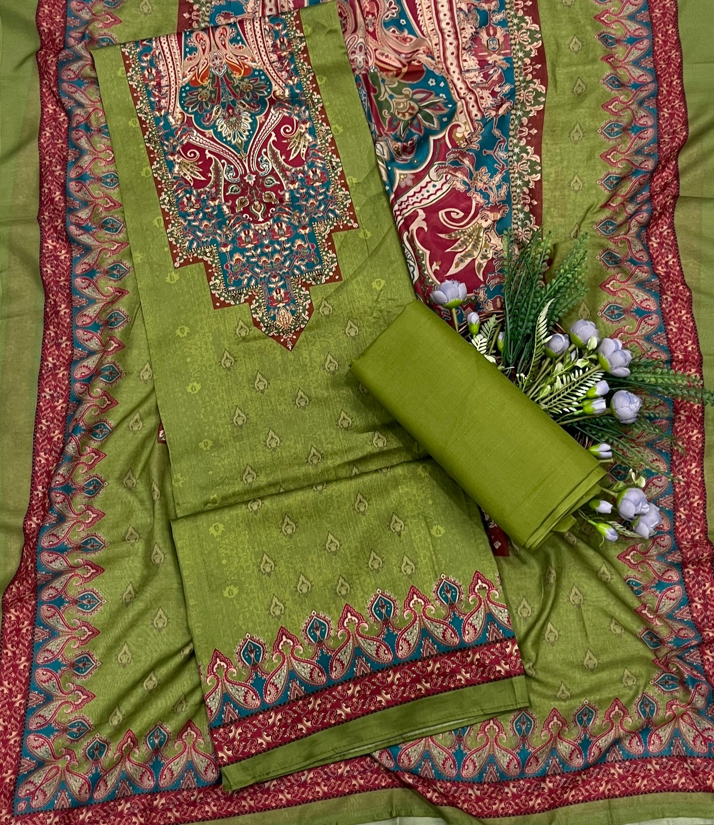 741A Cotton Green Suit Fabric / CKC Cotton Bazaar