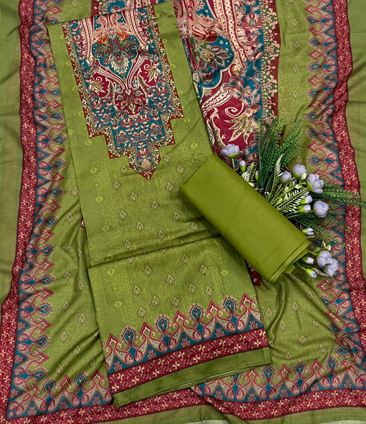 741A Cotton Green Suit Fabric / CKC Cotton Bazaar