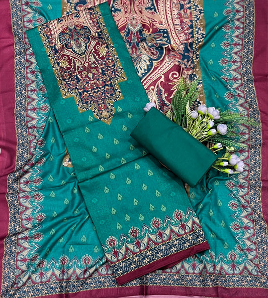 738A Cotton Teal Blue Suit Fabric / CKC Cotton Bazaar