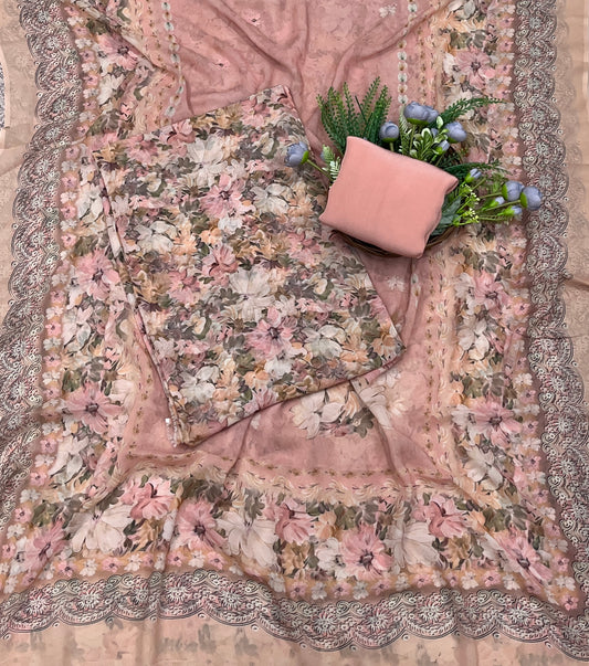 721A Georgette Peach Suit Fabric / CKC Georgette Suits
