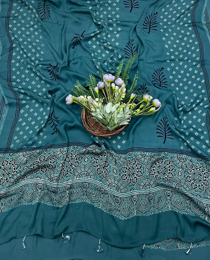 837A Modal Cotton Teal Blue Suit Fabric / CKC Jaipuri Suits