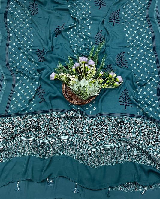 837A Modal Cotton Teal Blue Suit Fabric / CKC Jaipuri Suits