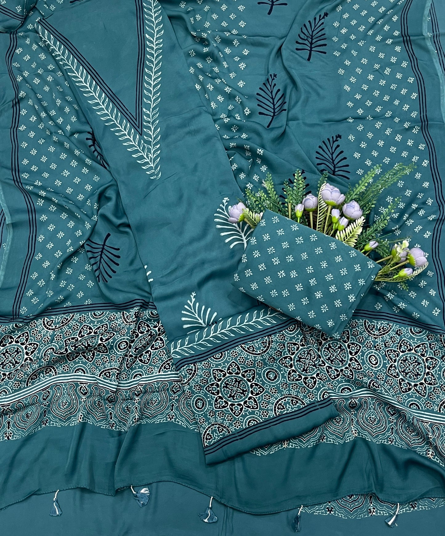 837A Modal Cotton Teal Blue Suit Fabric / CKC Jaipuri Suits