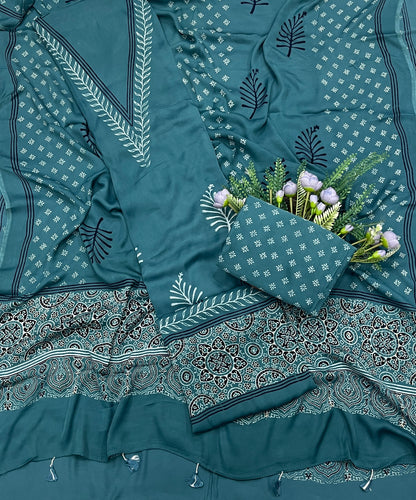 837A Modal Cotton Teal Blue Suit Fabric / CKC Jaipuri Suits