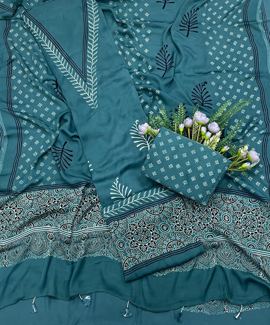 837A Modal Cotton Teal Blue Suit Fabric / CKC Jaipuri Suits