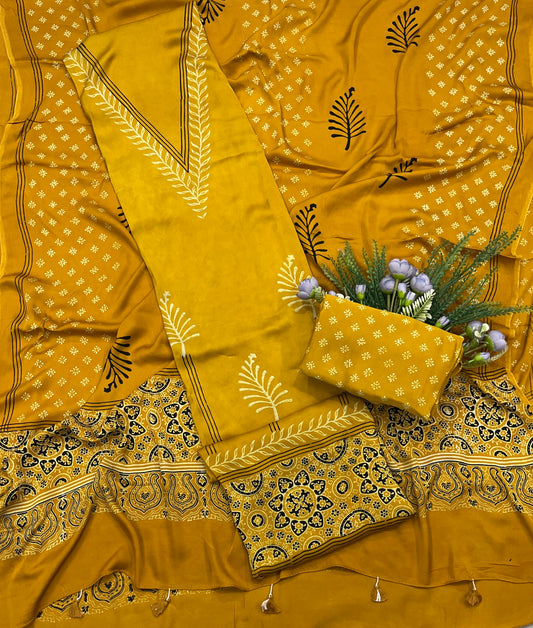 836A Modal Cotton Yellow Suit Fabric / CKC Jaipuri Suits