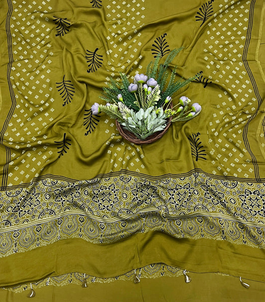 839A Modal Cotton Mehndi Green Suit Fabric / CKC Jaipuri Suits