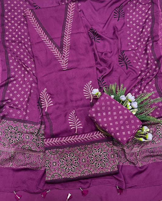 838A Modal Cotton Wine Suit Fabric / CKC Jaipuri Suits
