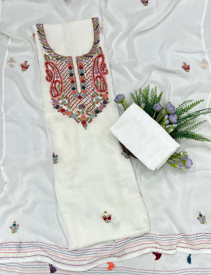 825A Georgette White Suit Fabric / CKC Georgette Suits