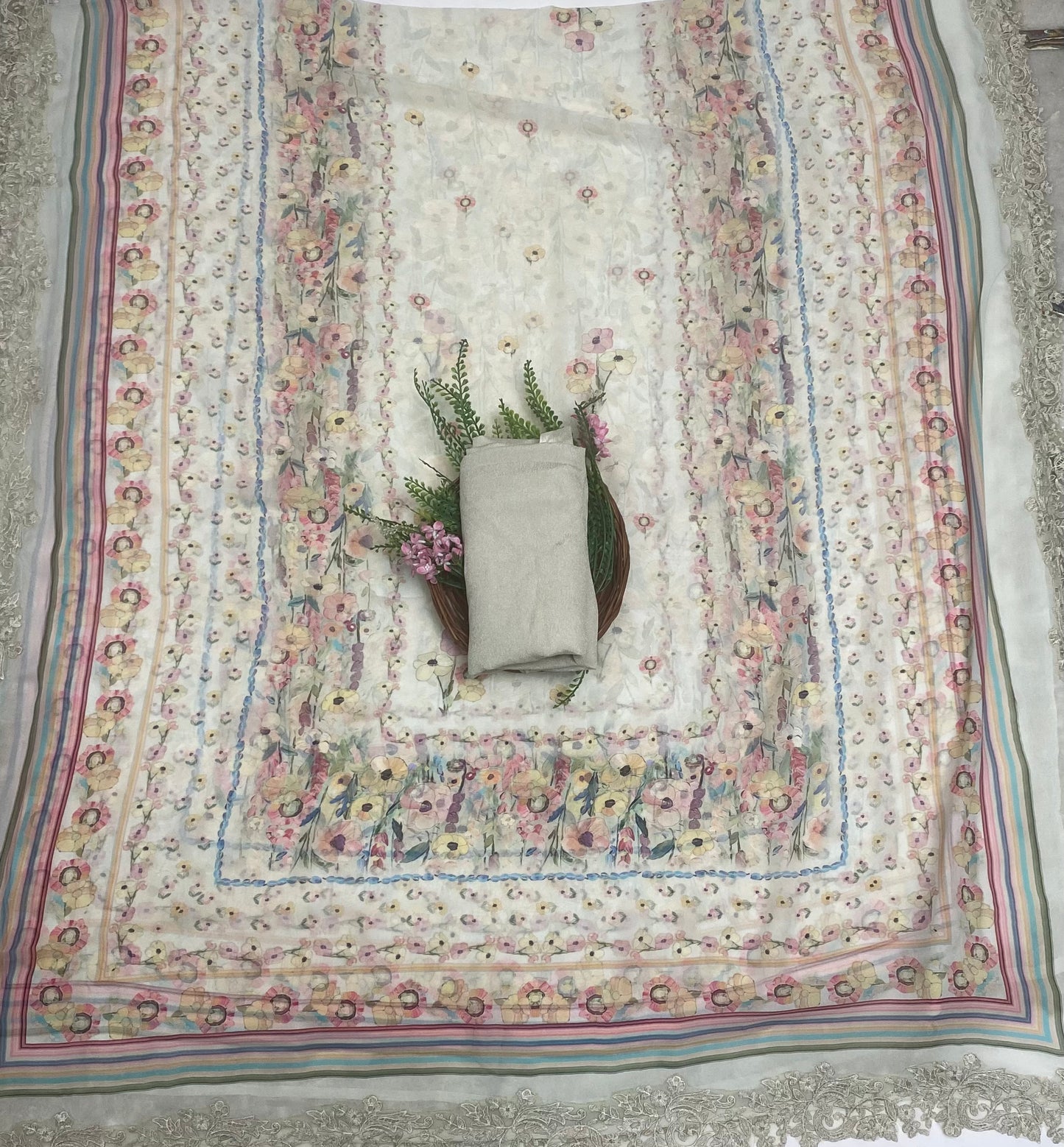 Georgette Skin Suit Fabric / Phoolon Ka Ghar