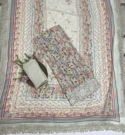 Georgette Skin Suit Fabric / Phoolon Ka Ghar
