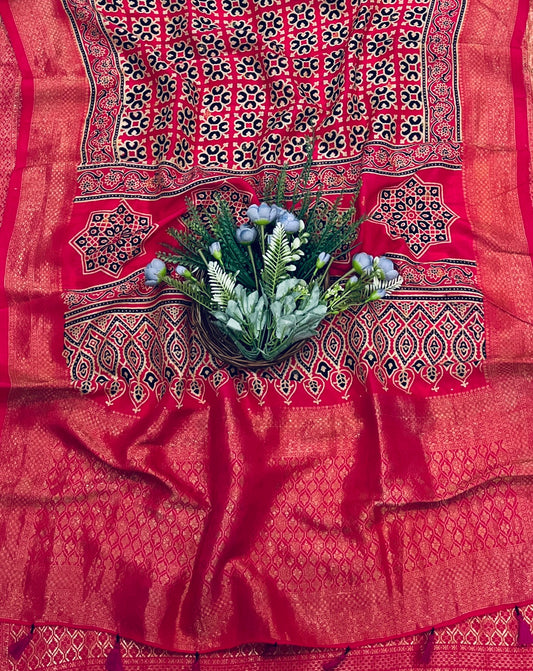 876A Dola Silk Carrot Red Suit Fabric/ CKC Partywear Collection