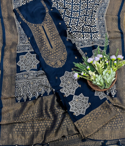 878A Dola Silk Blue Suit Fabric/ CKC Partywear Collection