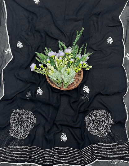 872A Georgette Black Suit Fabric / CKC Georgette Suits