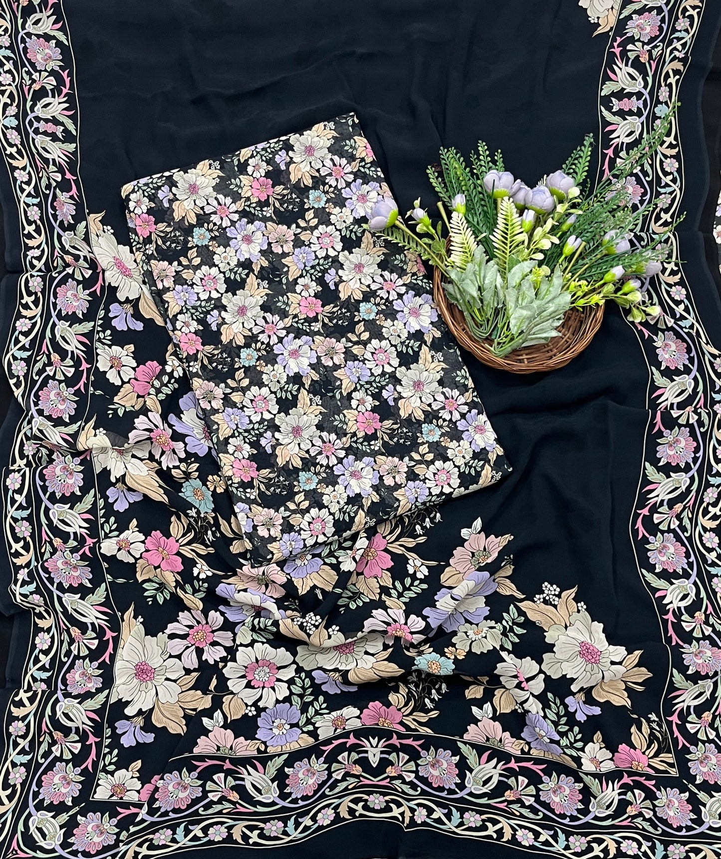 832A Georgette Black Suit Fabric / CKC Georgette Suits