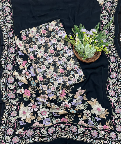 832A Georgette Black Suit Fabric / CKC Georgette Suits