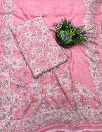 831A Georgette Pink Suit Fabric / CKC Georgette Suits