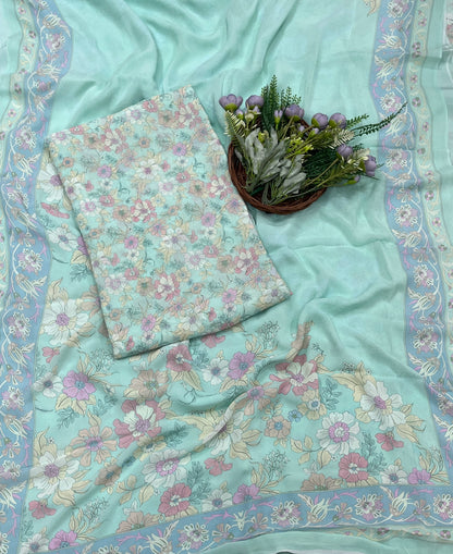 833A Georgette Sea Green Suit Fabric / CKC Georgette Suits