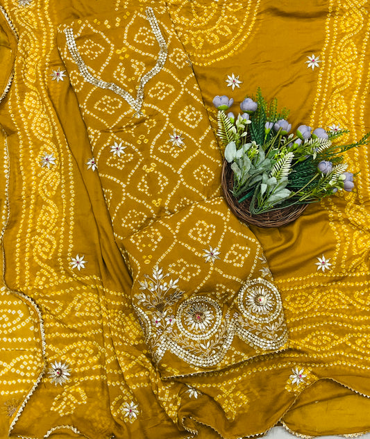 782A Pure Chinon Musturd Suit Fabric / CKC Jaipuri Suits