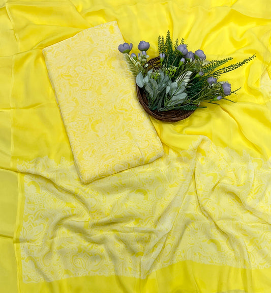 840A Chiffon Yellow Suit Fabric / CKC Chiffon Suits