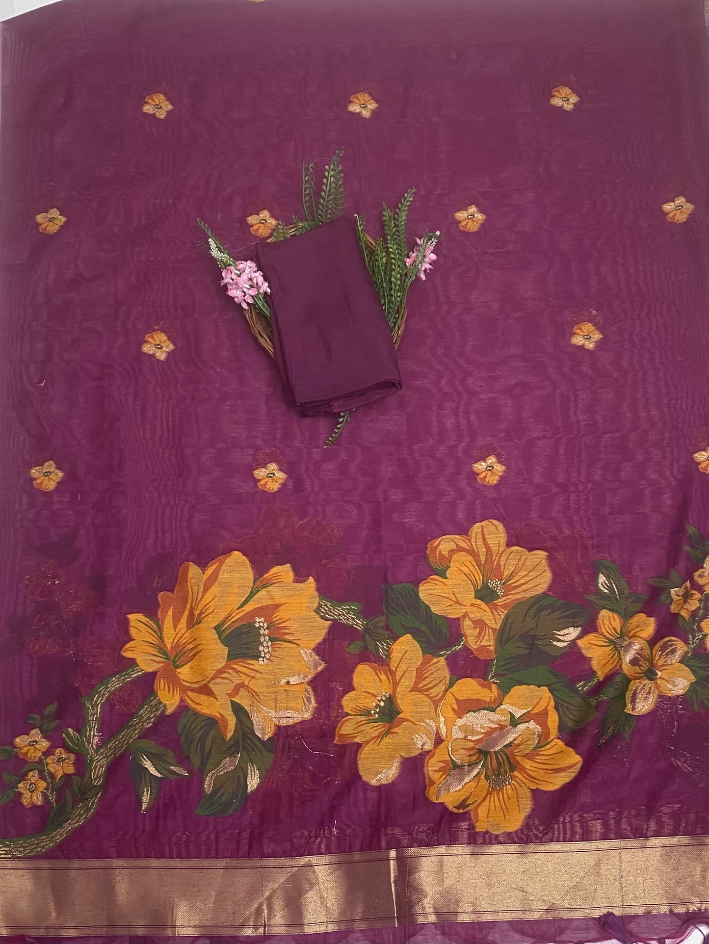 Jamdani Wine Suit Fabric / Jamdani Suits