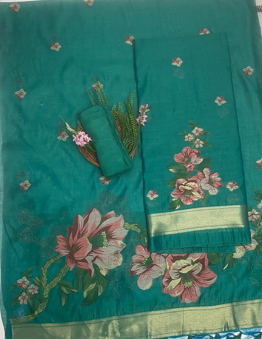 Jamdani Sea Green Suit Fabric / Jamdani Suits