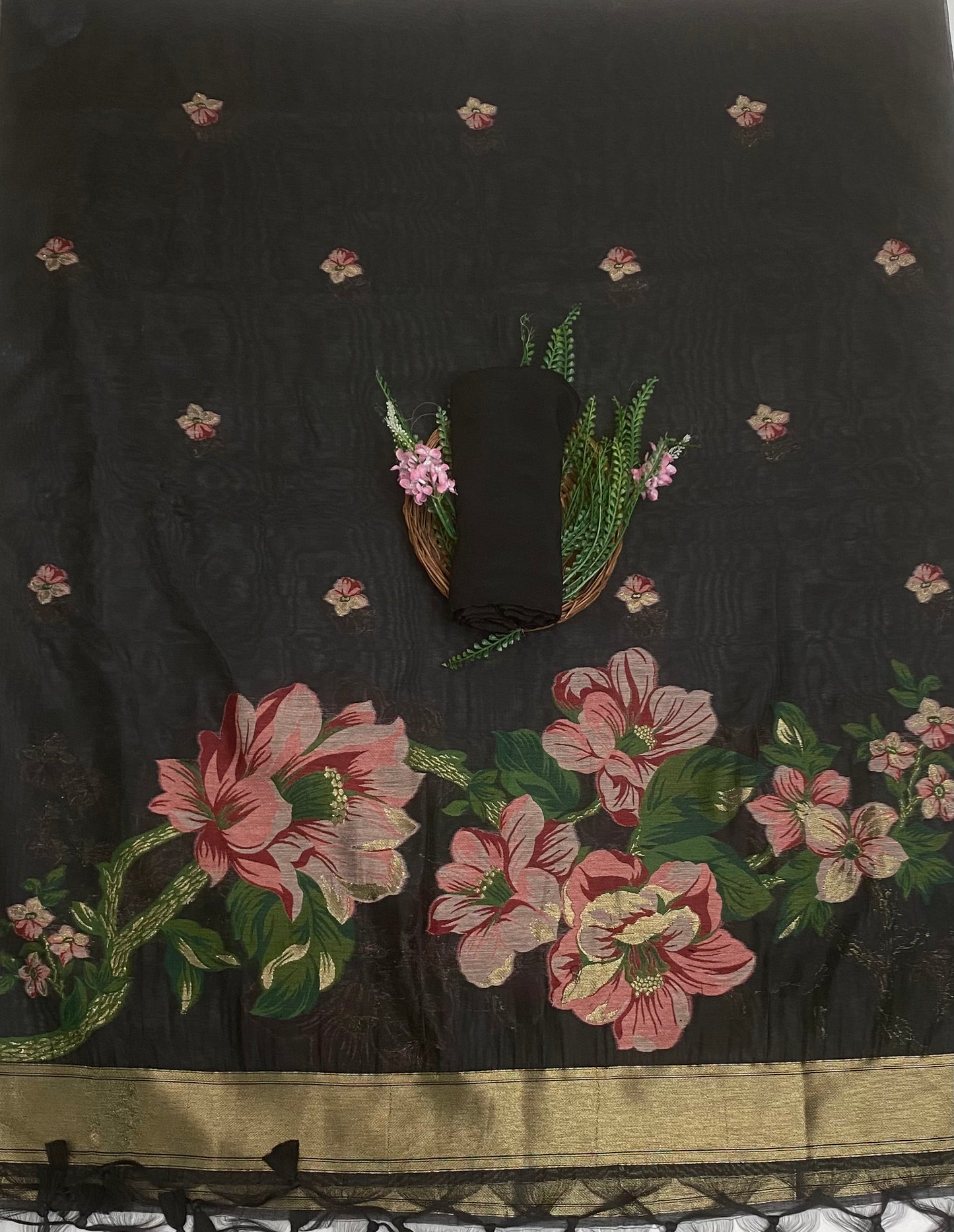 Jamdani Black Suit Fabric / Jamdani Suits