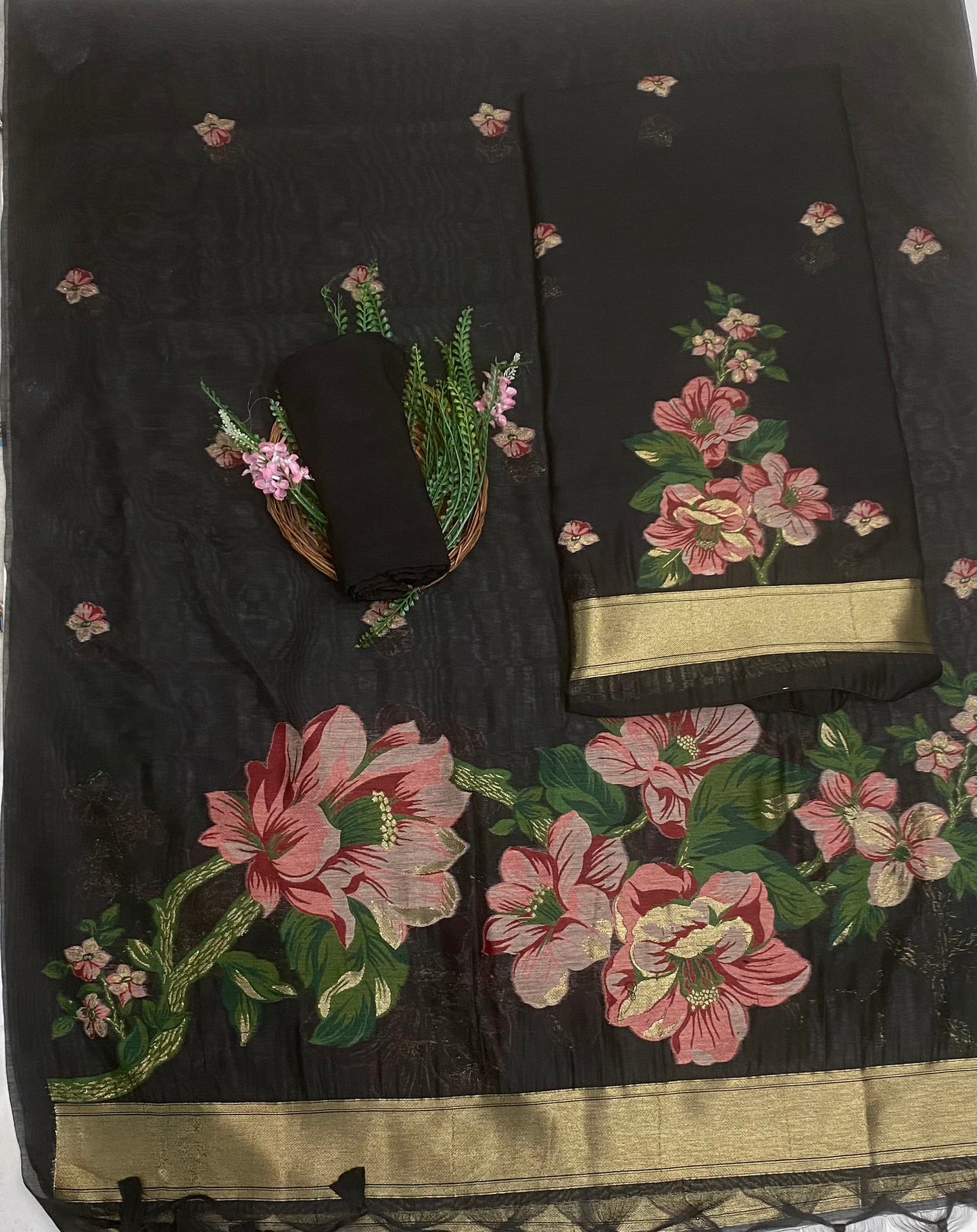 Jamdani Black Suit Fabric / Jamdani Suits