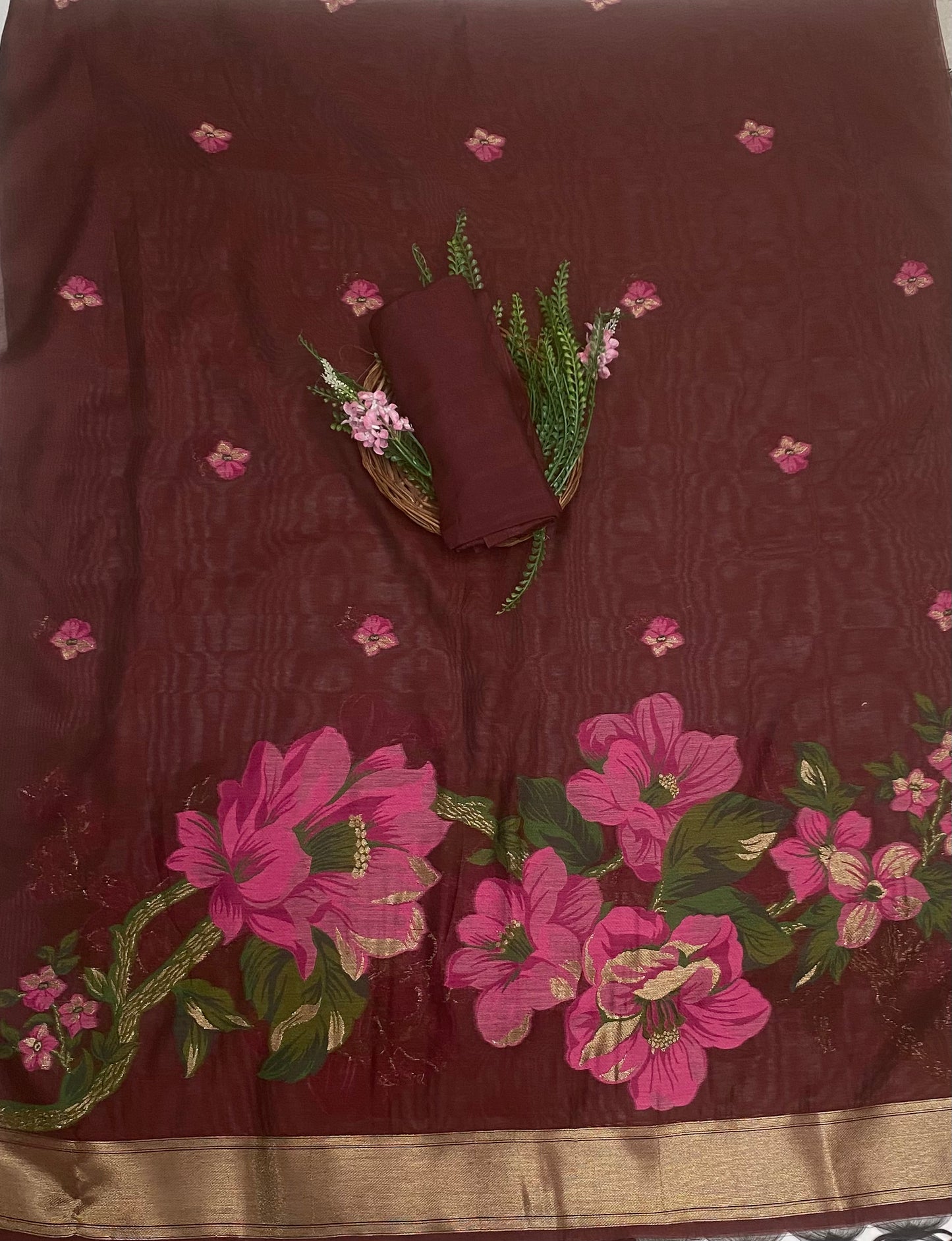Jamdani Brown Suit Fabric / Jamdani Suits